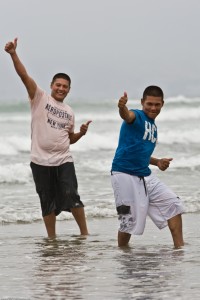 Delightful group of teens - Two Boys shown here - Beach Scenes at Morro Bay, CA