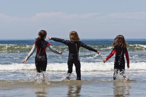 Three Girls, Splashing in the water - Morro Bay, California, USA Scenes from Morro Bay, CA beach 21 June 2008