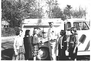 A vintage ice cream truck