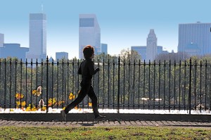 Jogging on a bright November morning